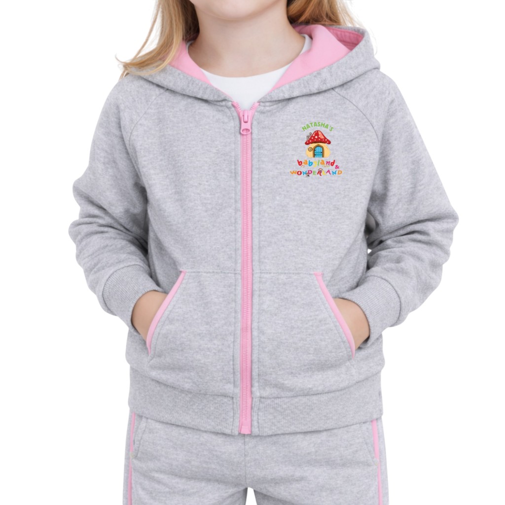 Girls' Hooded Cardigan with Pink Details 