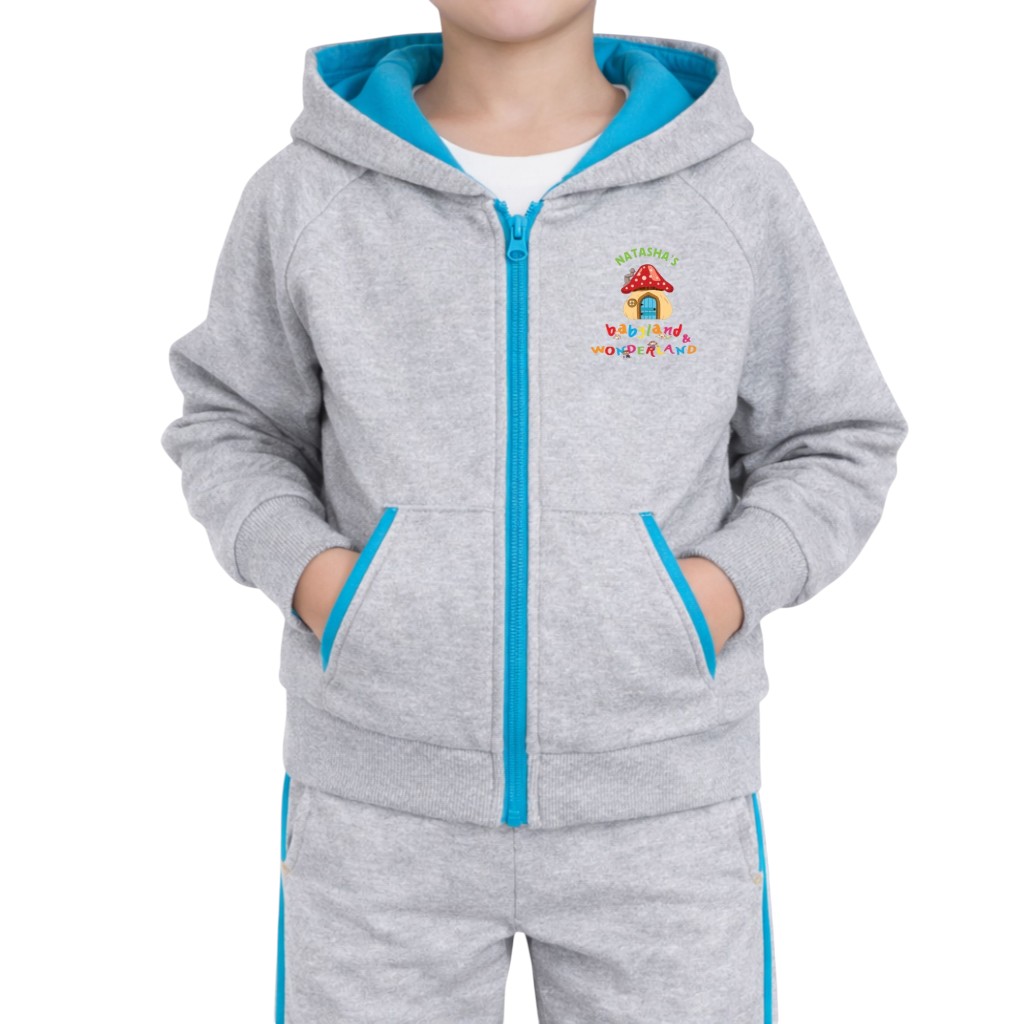 Boy's Hooded Cardigan with Turquoise Details
