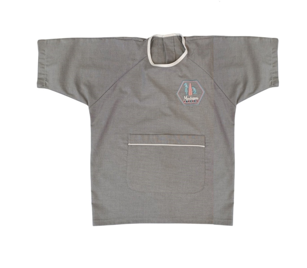 Γκρι ποδιά με λευκές λεπτομέρειες