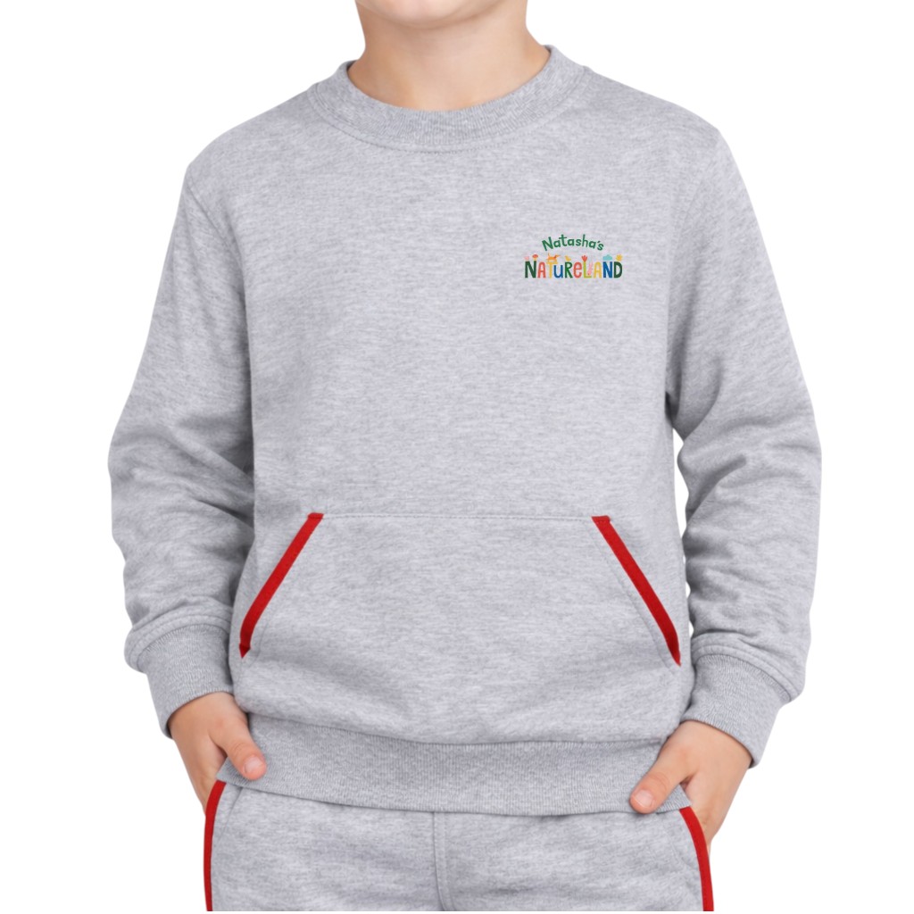 Grey Sweater with Red Details