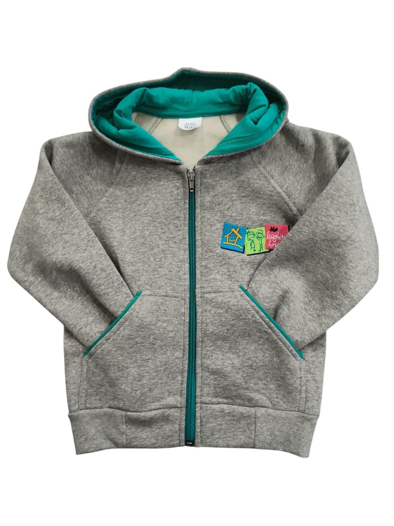 Grey Cardigan with Green Details