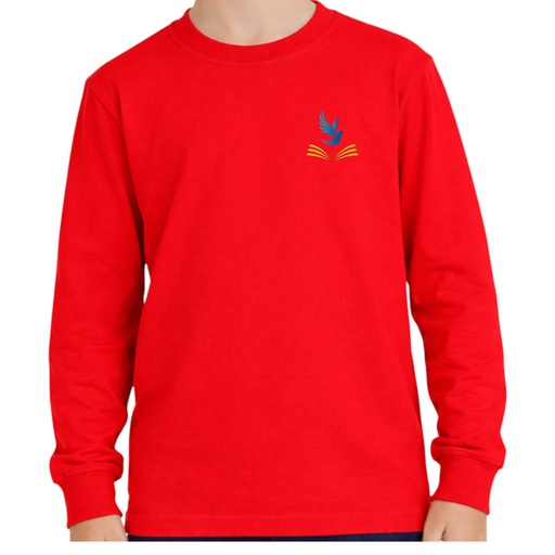 Red long-sleeved t-shirt