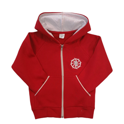 Κόκκινη ζακέτα με λευκές λεπτομέρειες 