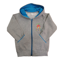 Hooded cardigan tyrquoise trimmigns