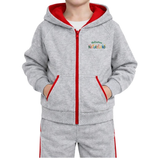 Grey Cardigan with Red Details