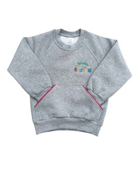 Grey sweater with red trimmings