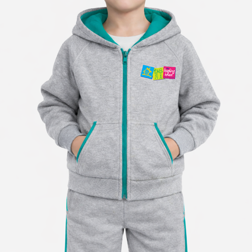 Γκρι ζακέτα με πράσινες λεπτομέρειες