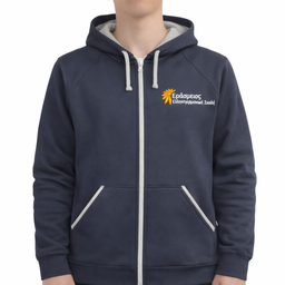 Unisex Blue Hooded Zip-Up Sweatshirt