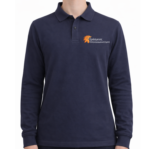 Long-Sleeve Blue Polo Shirt